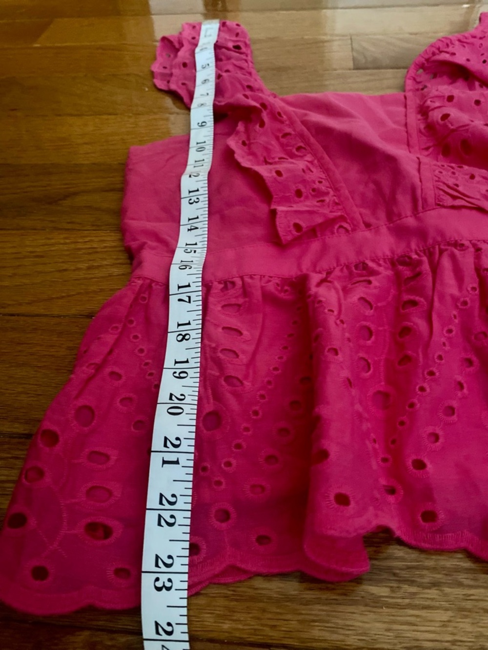 Banana Republic Factory Pink Eyelet Ruffle Tank Top XS 100% Cotton Peplum Blouse - Picture 10 of 10